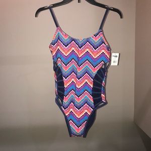 Multi color XL One Piece cut out swim suit